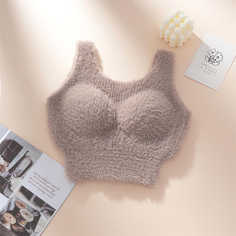 

Women s Cashmere Base Layer Vest with Detachable Chest Pads - Warm, Slimming, Wearable Outside, Perfect for Autumn and Winter. One Size (Fits 80-140 Jin) кофейный