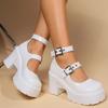 Fashion Thick High-heeled Mary Jane Single Shoes Women's Platform Spring and Summer Retro Small Leather Shoes
