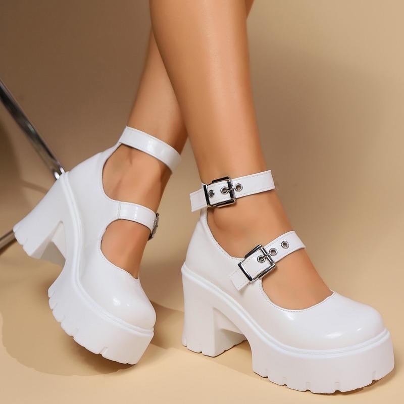Fashion Thick High-heeled Mary Jane Single Shoes Women's Platform Spring and Summer Retro Small Leather Shoes