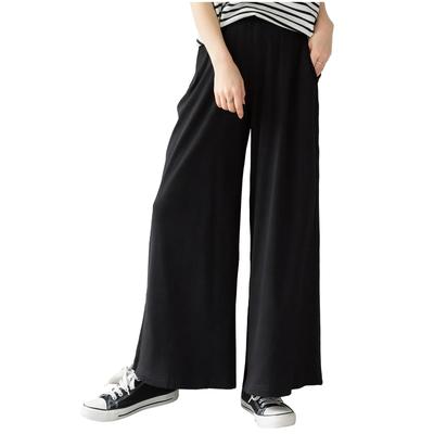 Crossmarberry Rahat Pamuklu Artı Esnek Düz Renk Kadın Geniş Bacak Pantolon, Bedenler, Siyah, Bel, Büzgü İpli, Fitilli, Ev Giyimi, Vücut Şekillendirici, Renk,