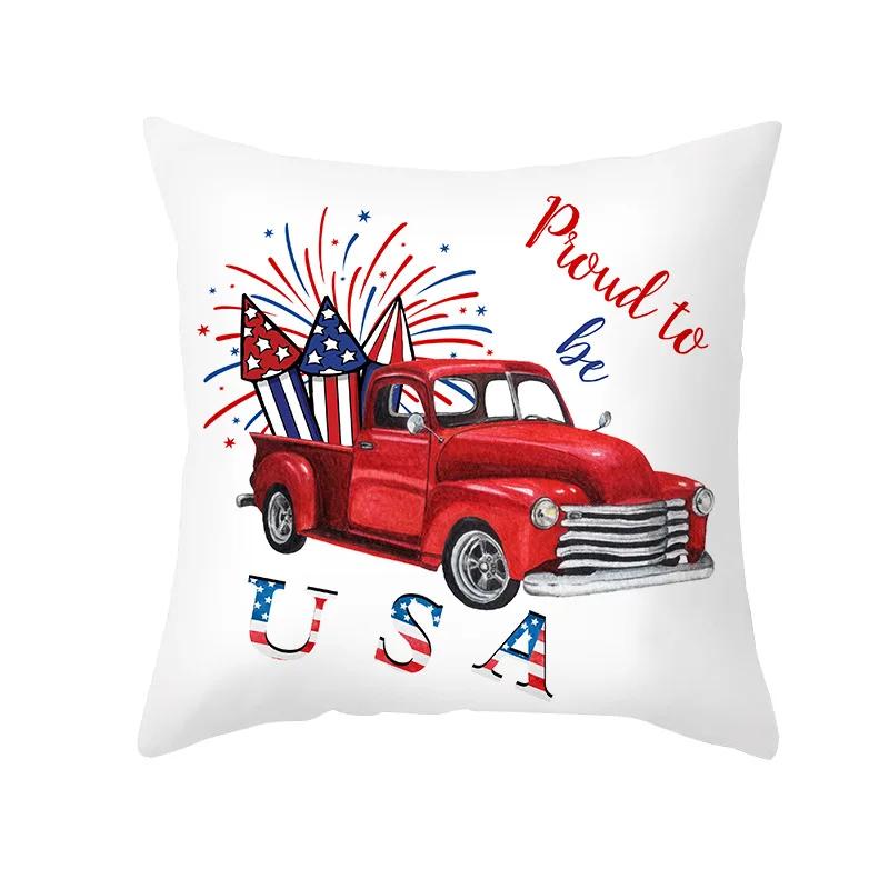USA July 4th Independence Day Gifts Sofa Decor Throw Pillow Case Home Decorative Cushion Cover Fireworks Printed Pillows Cover