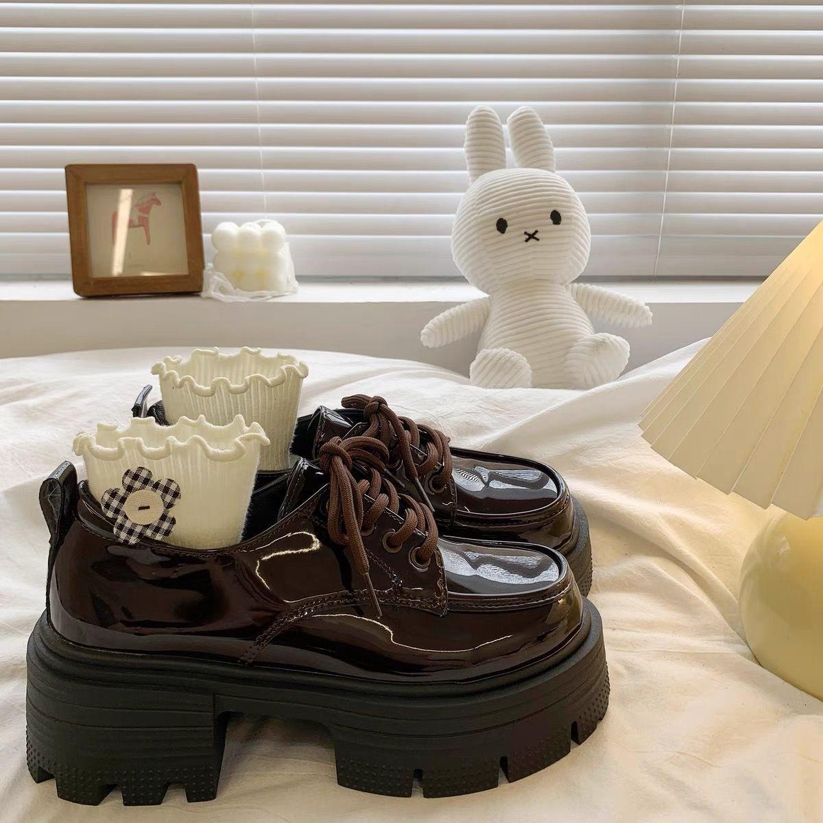 

Модные летние туфли Мэри Джейн из маленькой кожи, женские туфли в британском стиле, новые лоферы 2025 года, черные туфли на платформе со шнуровкой 40 коричневый