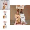 Cartoon Style Plush Keychain Pair With Soft Rabbit Bear For Mobile Phone And Bag Decor