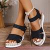 Women's Sandals Peep Toe Wedges Heels Sandals 2025 Summer Shoes Woman Low Platform Sandalias Mujer Non-slip Hemp Heeled Shoes