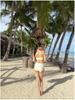 Korean-Style One-Shoulder Push-Up Bikini with High-Waisted Pants: Solid Color and Sexy Split Design