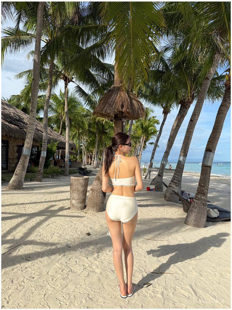 Korean-Style One-Shoulder Push-Up Bikini with High-Waisted Pants: Solid Color and Sexy Split Design