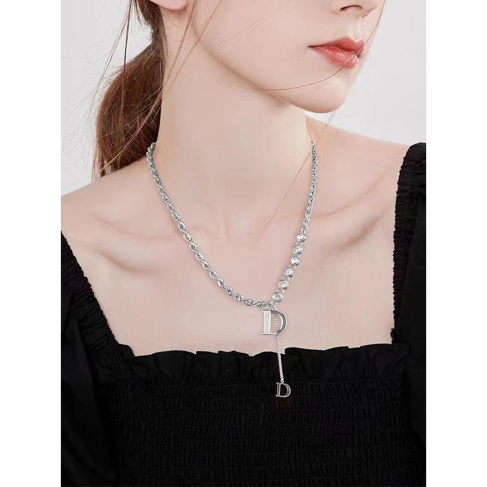 JMXD Letter D Sweater Necklace for Women Small Luxury Y2K Minimalist Trendy Statement Jewelry Gift for Her
