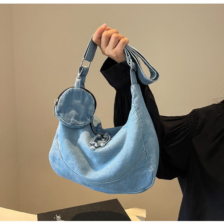 Korean Vintage Style Canvas Crossbody Bag With Inner Pouch For Daily Use
