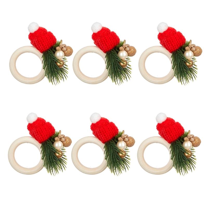 Set of 6 Napkin Buckles Decorative Serviette Rings Napkin Holder Christmas Tabletop Decorations for Wedding Banquets