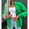 Women's Large Shirt Solid Color Bright Top Casual T-shirt Button Shirt Women's Coat