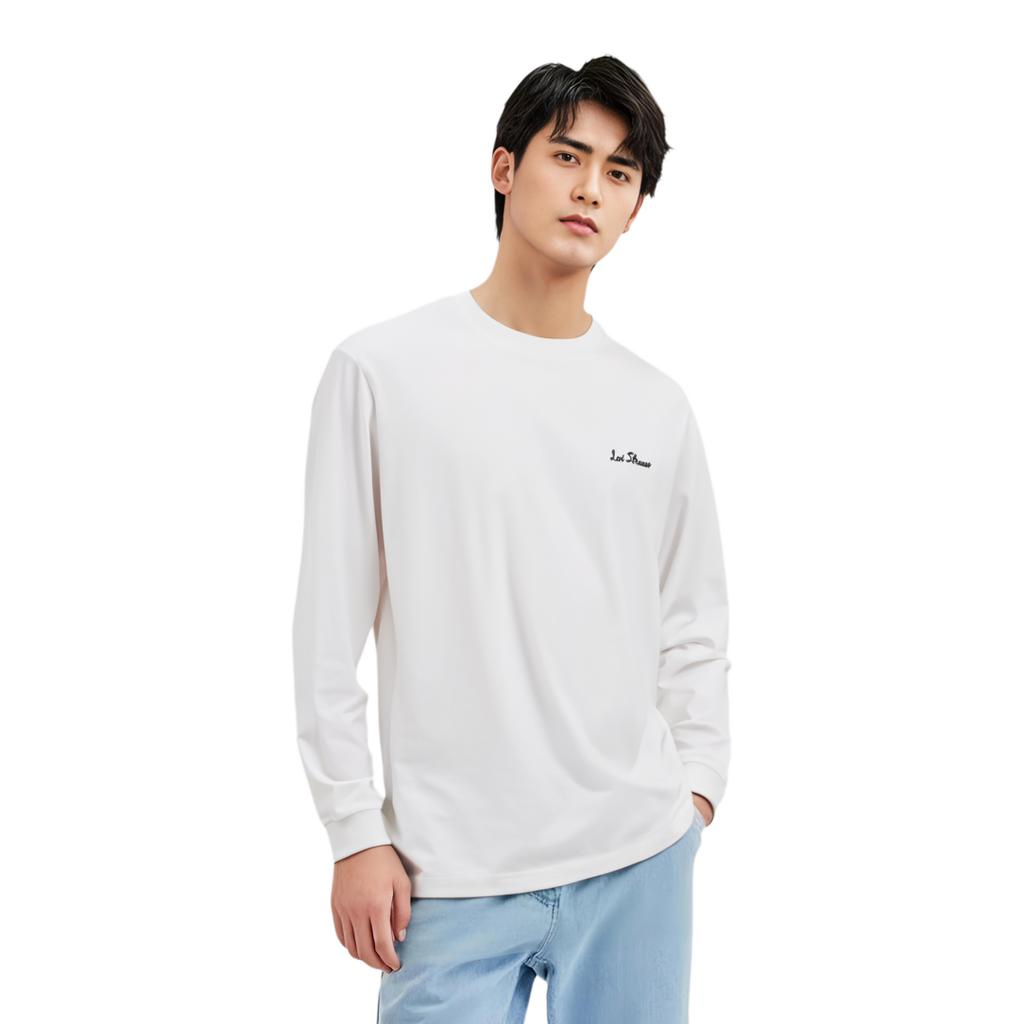 Levis Logo Print Simple Fashion Ribbed Crew Neck Long Sleeve Sweatshirt Men Sweatshirt White 002HD-0000