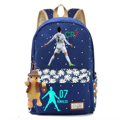 Mochila escolar casual feminina para estudante do ensino fundamental e médio, estrela do futebol juvenil Ronaldo