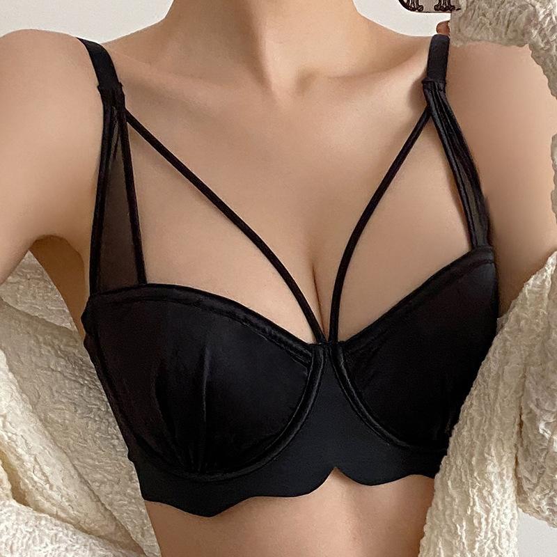 Stor Storlek Sommar-BH Damers Tunn Underkläder Bröstinsamling Anti Hängande Sommar Tunn Mjuk Stålring-BH