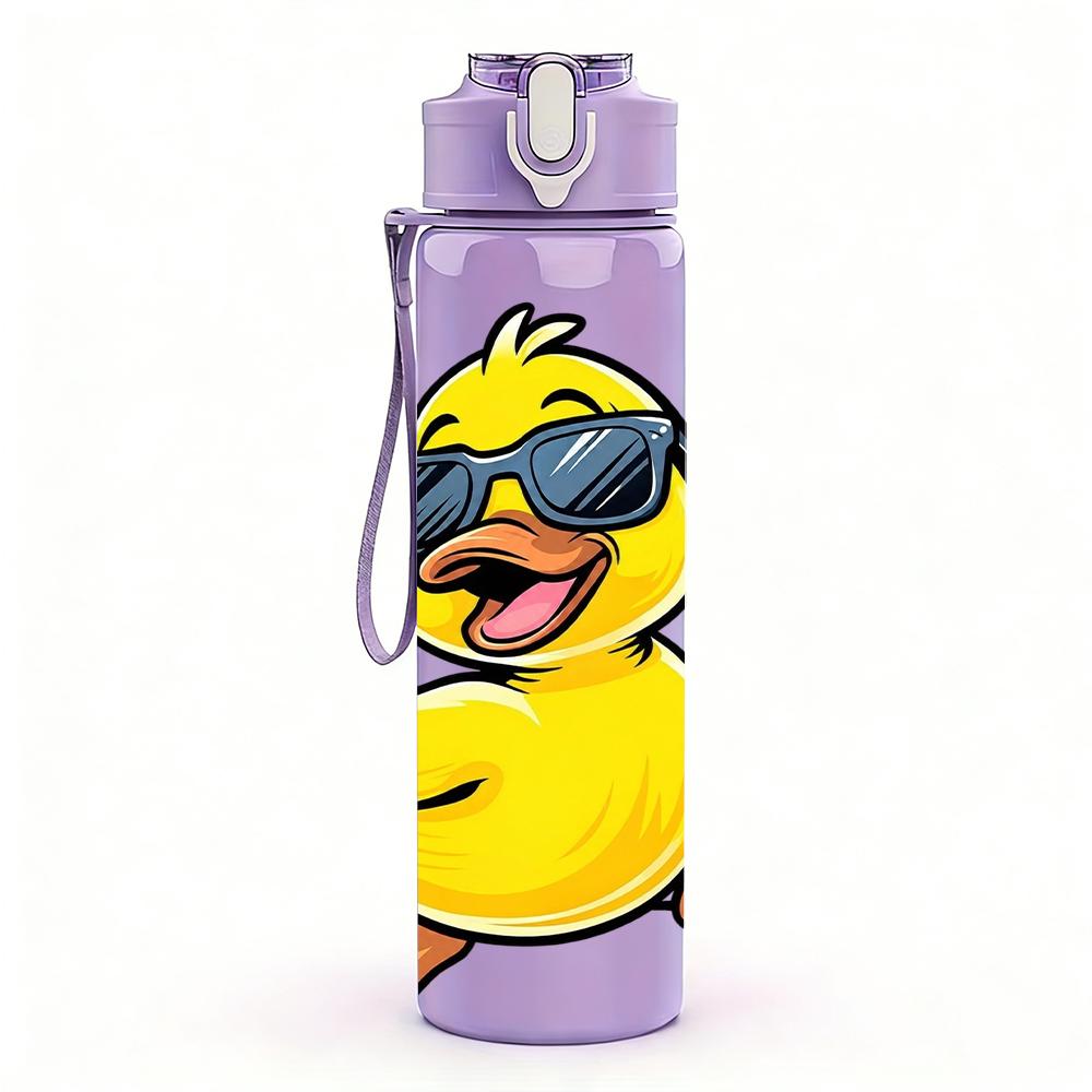 1PZ Occhiali da Sole Anatra Gialla 750ml Bottiglia d'Acqua Sportiva in Plastica Colorata Tappo Flip-Top Anti-Perdita Adatta per Sport Ufficio Uso Domestico