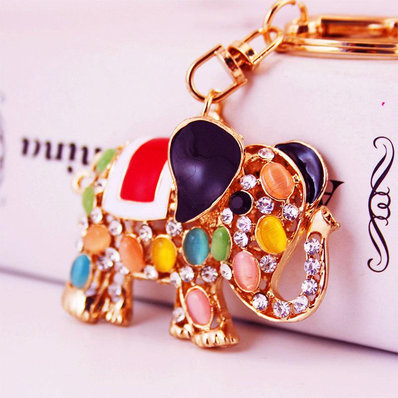 Sale Precious Stones Inlaid Thailand Elephant Car Elegant Charm Pendant Car Holder Bag Charm