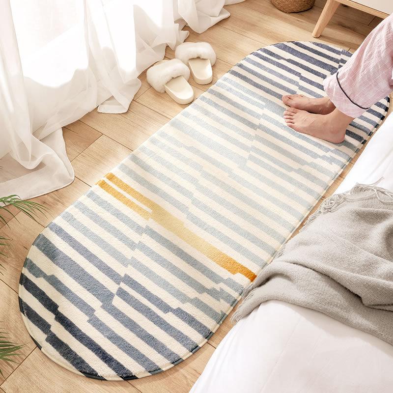 Bedroom Bedside Oval Carpet Modern and Simple Machine Washable Bay Window Balcony Long Strip Short Plush Carpet