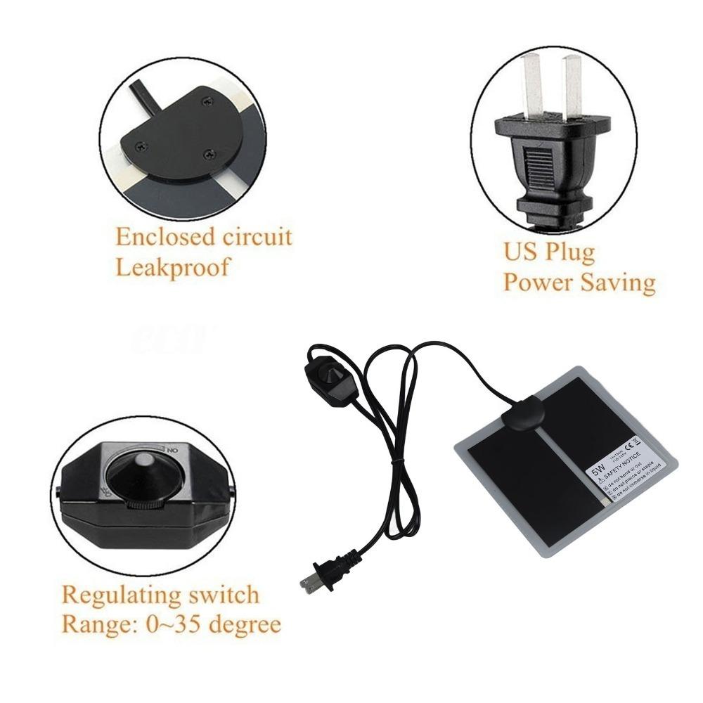 Rapid Heating Pet Heating Pad Adjustable Temperature Reptile Heat Pad Small-Space Enclosure