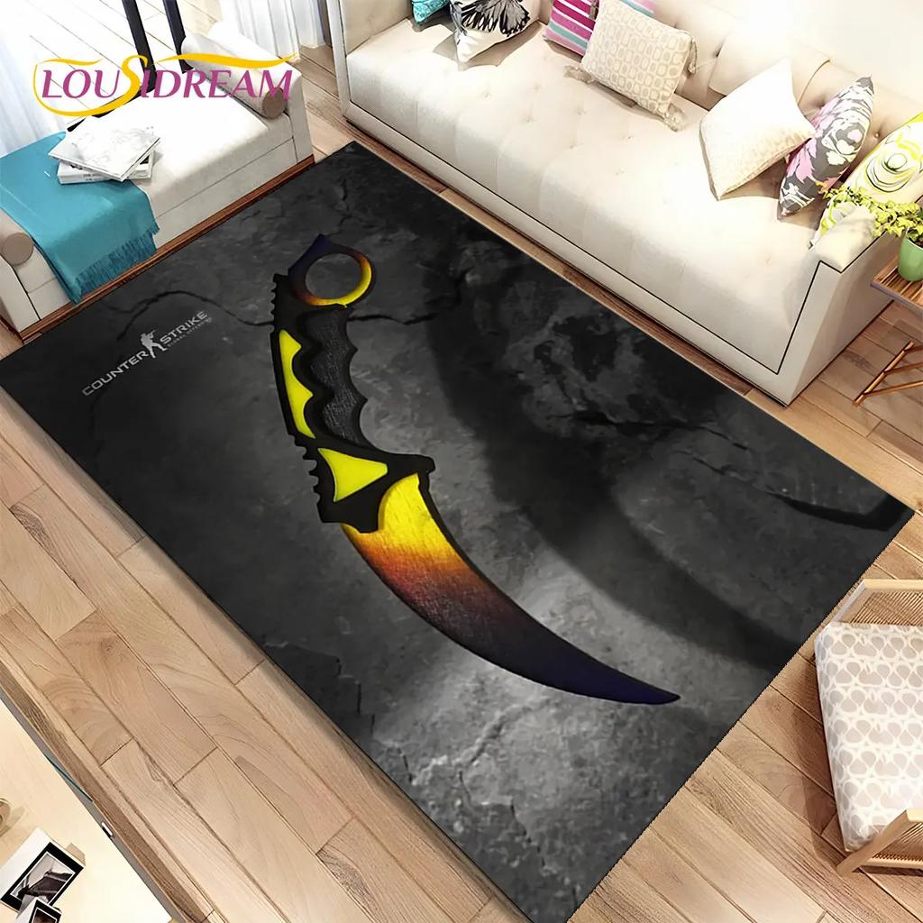 CS,knife,Swiss Knife Sword Games Area Rug,Carpet Rug for Home Living Room Children Bedroom Sofa Doormat Decor,Non-slip Floor Mat