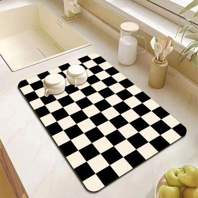 Checkerboard Pattern Machine Drip Mat with Non-Slip Rubber Sole Anti-Dirt for Coffee Machine Kitchen Sink Bathroom Countertop