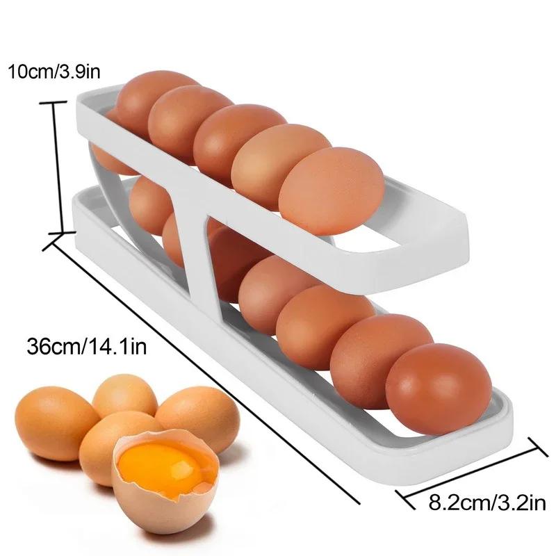Anti Drop Egg Holders Dispenser Kitchen Refrigerator 4 Layer Auto Rolling Storage Box Plastic Egg Container Egg Rack Holder