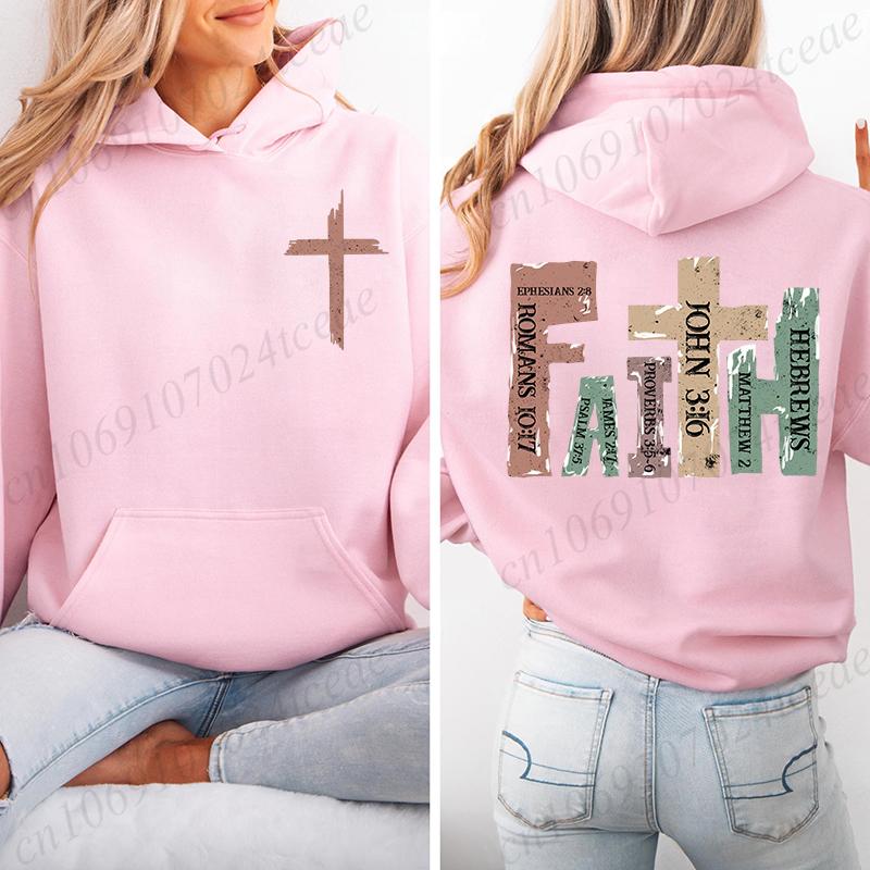 Sweat à capuche polaire automne Foi Chrétienne à capuche Mode Coréenne Sweatshirts Haut à manches longues Versets Bibliques Design Jésus Sweat à capuche Vêtements