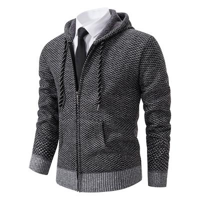 Cardigan Sweater Young and Middle-aged Jacket Autumn and Winter New Hooded Casual Fleece Thread Sweater Men's