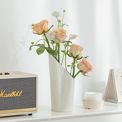 Conjunto de Vasos de Cerâmica Minimalista Off-White Boho Vaso para Flores Pampas, Textura Granulosa Fosca Vasos para Estante Para Decoração de Casa Estilo Ins