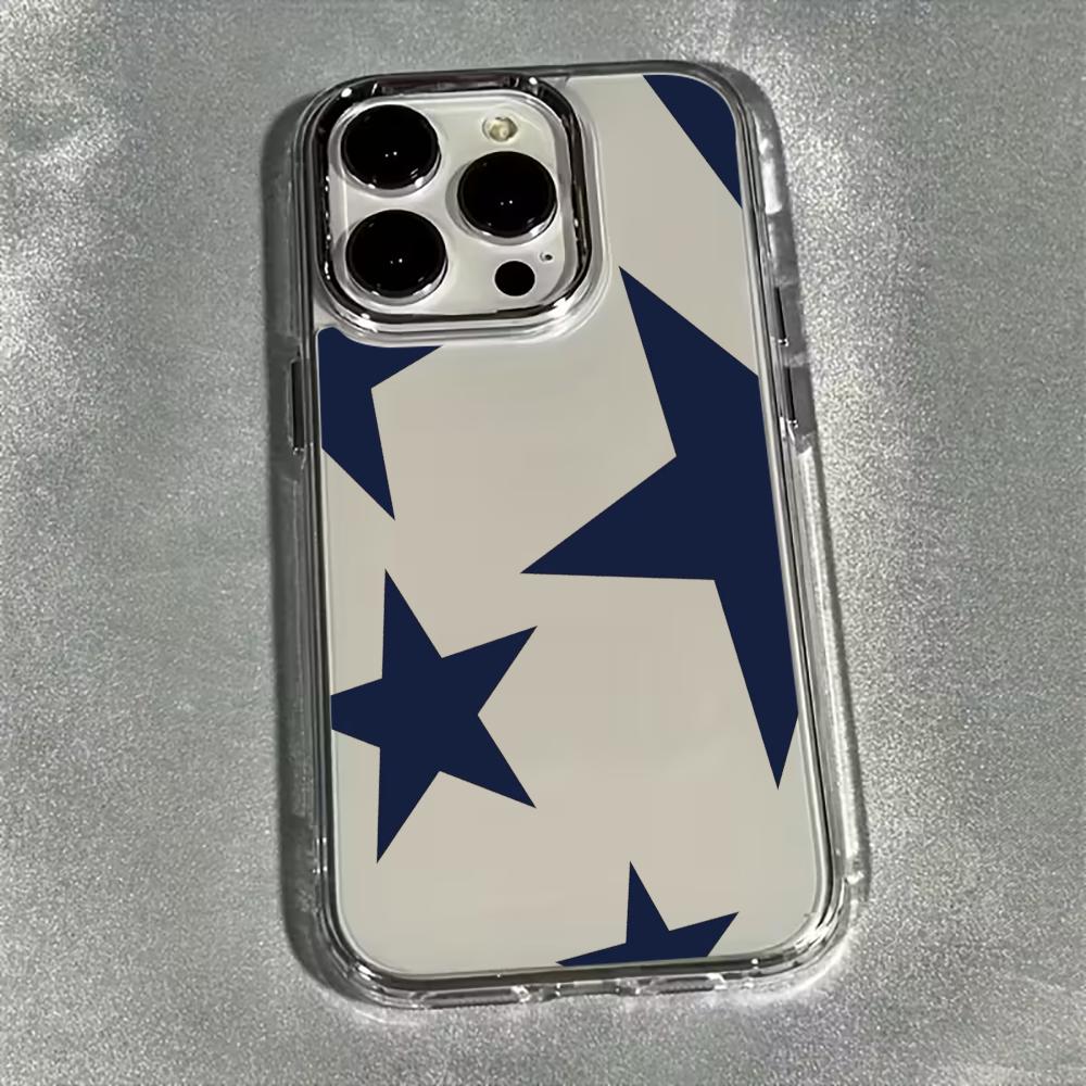 Blue star pattern phone case suitable for iPhone 17 16 15 14 13 12 11 Pro/Max/Plus anti drop and shockproof back cover