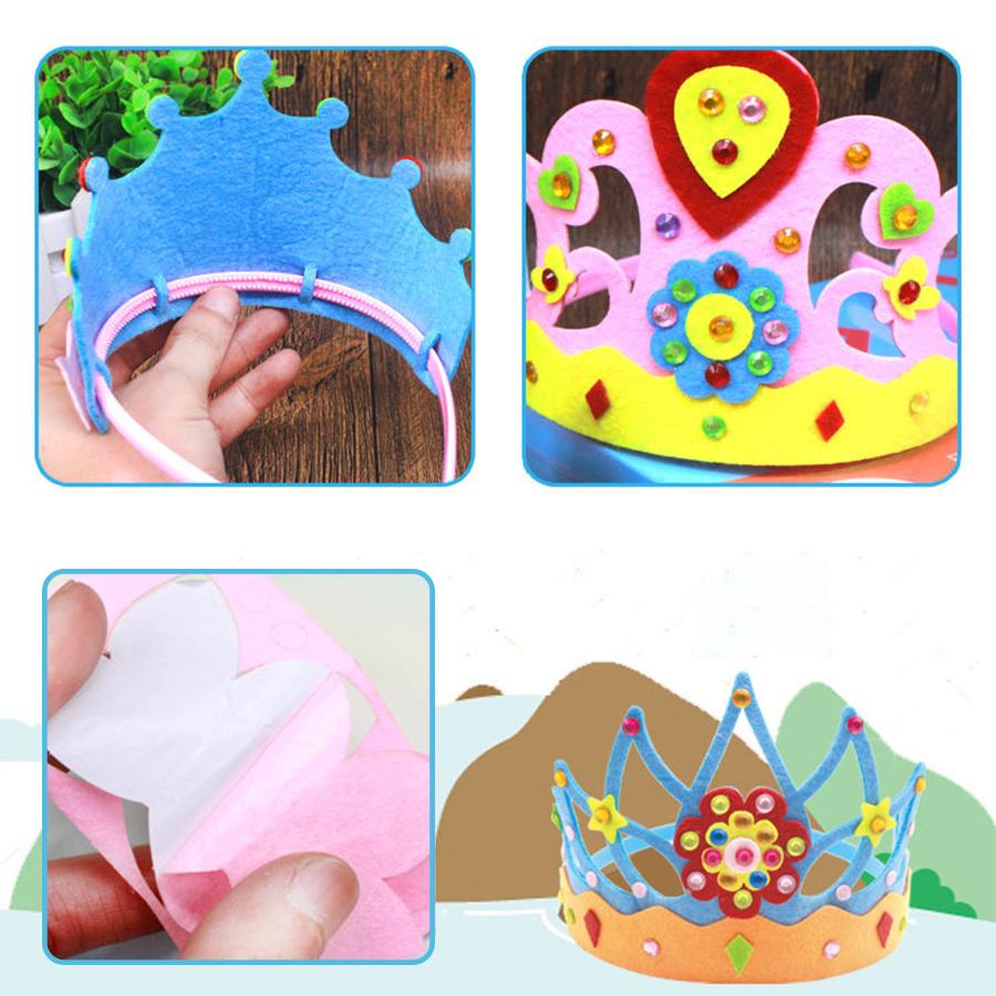 2/4pcs Non woven Crown Birthday Hat DIY Material Handmade Kit Birthday Party Creative Decorative Headwear XJM