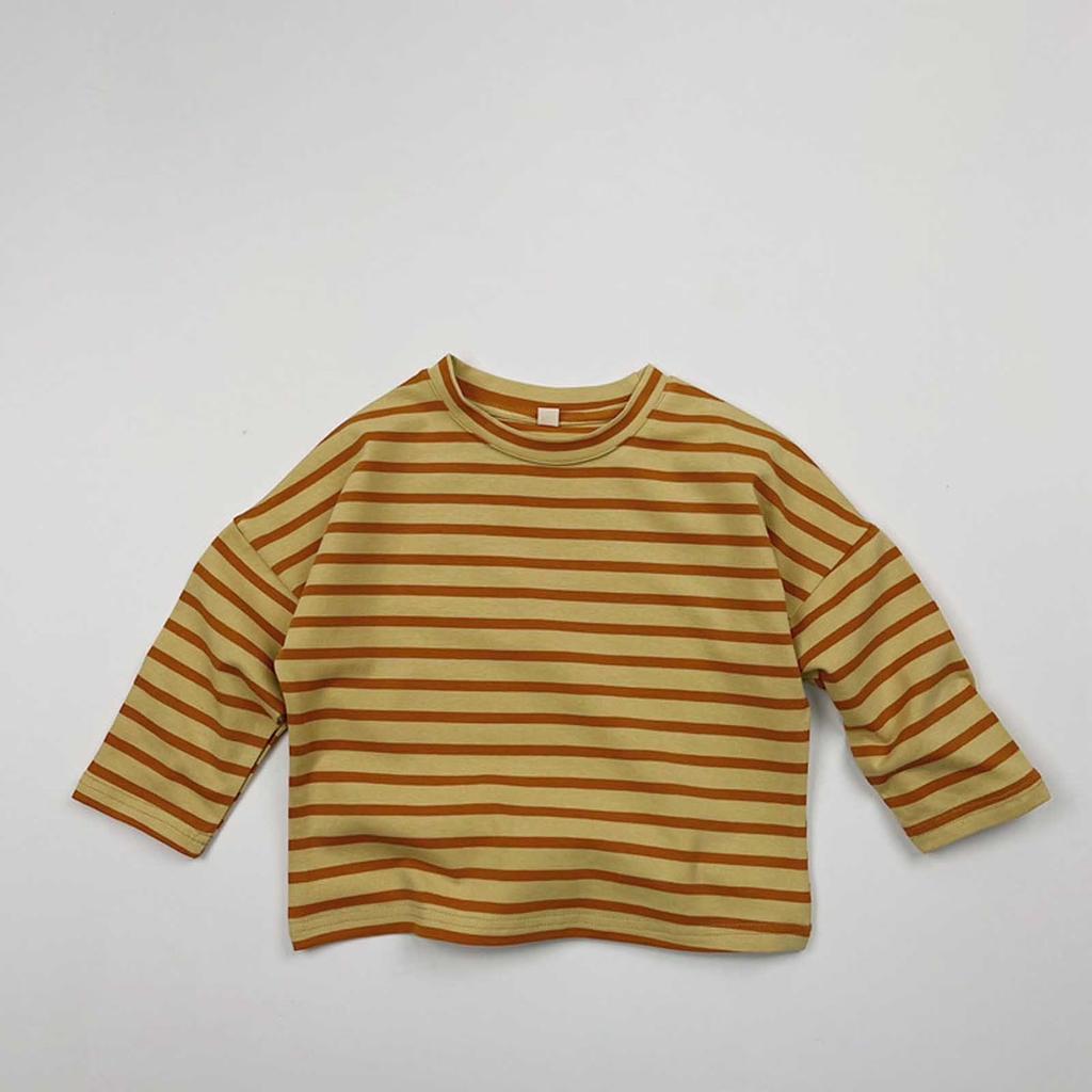 Kids Long Sleeve T Shirt Casual Loose Fit Striped Print Crew Neck Top for Boys and Girls Comfortable Everyday Wear