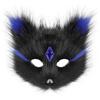 Plush Half-Face Fox Mask Halloween Costume Party Adult Cosplay Accessory Black White Red Blue Variant