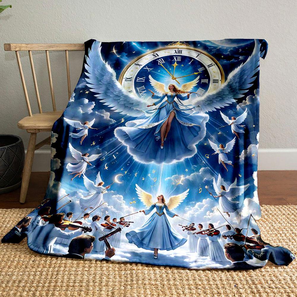 

Angelic Clock Orchestra Blanket Printed Blanket for Living Room Bed Couch lunch break Soft Cozy Blanket for Friend s festival Gift 80cm x 120cm