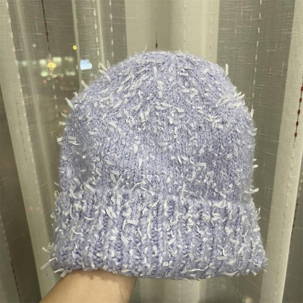 

Big head circumference dopamine lazy wind knitted wool hat children autumn and winter warm and cold ear protection pullover hat tide Adult average size лавандовый