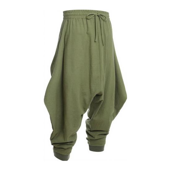 Чоловічі штани-шаровари Повсякденні з куліскою Широкі Бавовняні Вільного крою з низькою посадкою для хіпі Вуличний стиль Пляжні