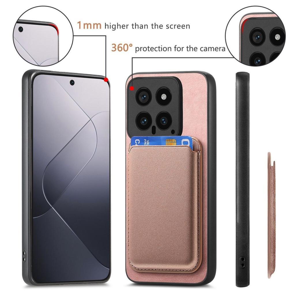 Xiaomi Mi 15pro Mobile Phone Case Is All-inclusive Plain Leather Note14 Magnetic Card Bag, Simple Redmi K80 Protective Case.