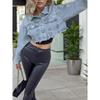2026 Retro Ripped Denim Jacket for Women - Long Sleeve, Deconstructed Style
