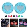 2pcs Car Coaster Diamond Heart Shape Water Cup Bottle Holder Anti-slip Pad Silica Gel Waterproof Mat Car Interior