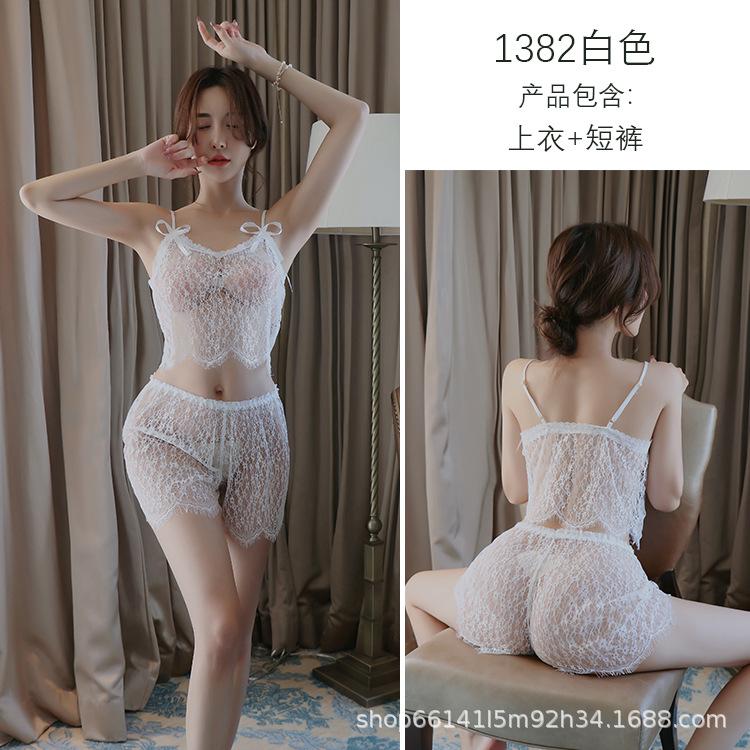 New Sex Underwear Sexy Temptation Women's Transparent Sex Lace European and American Temptation Nightdress Dress Dress 1382