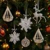 Festive Glitter Christmas Tree Pendant 3D Plastic Christmas Elk Ornaments Simulation Snowflake Hanging Pendant Holiday Season