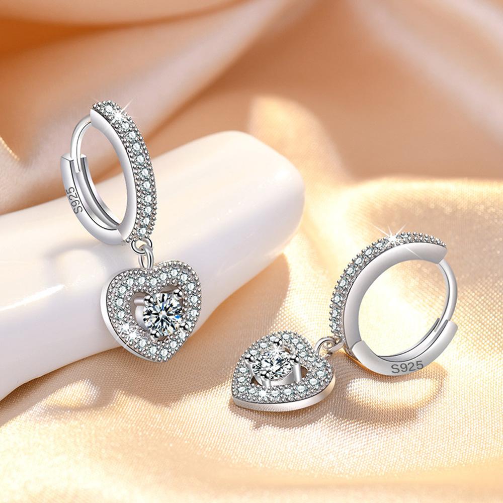 925 Sterling Silber Ohrringe Schnalle Herz für Damen Exquisiter Student Freundin Schmuck Zubehör Hochzeit Mode Geschenk