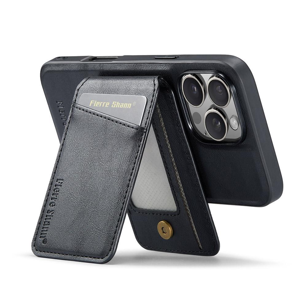 FIERRE SHANN 025 Style For iPhone 16 Pro Case Leather+TPU Detachable Card Slots Phone Cover