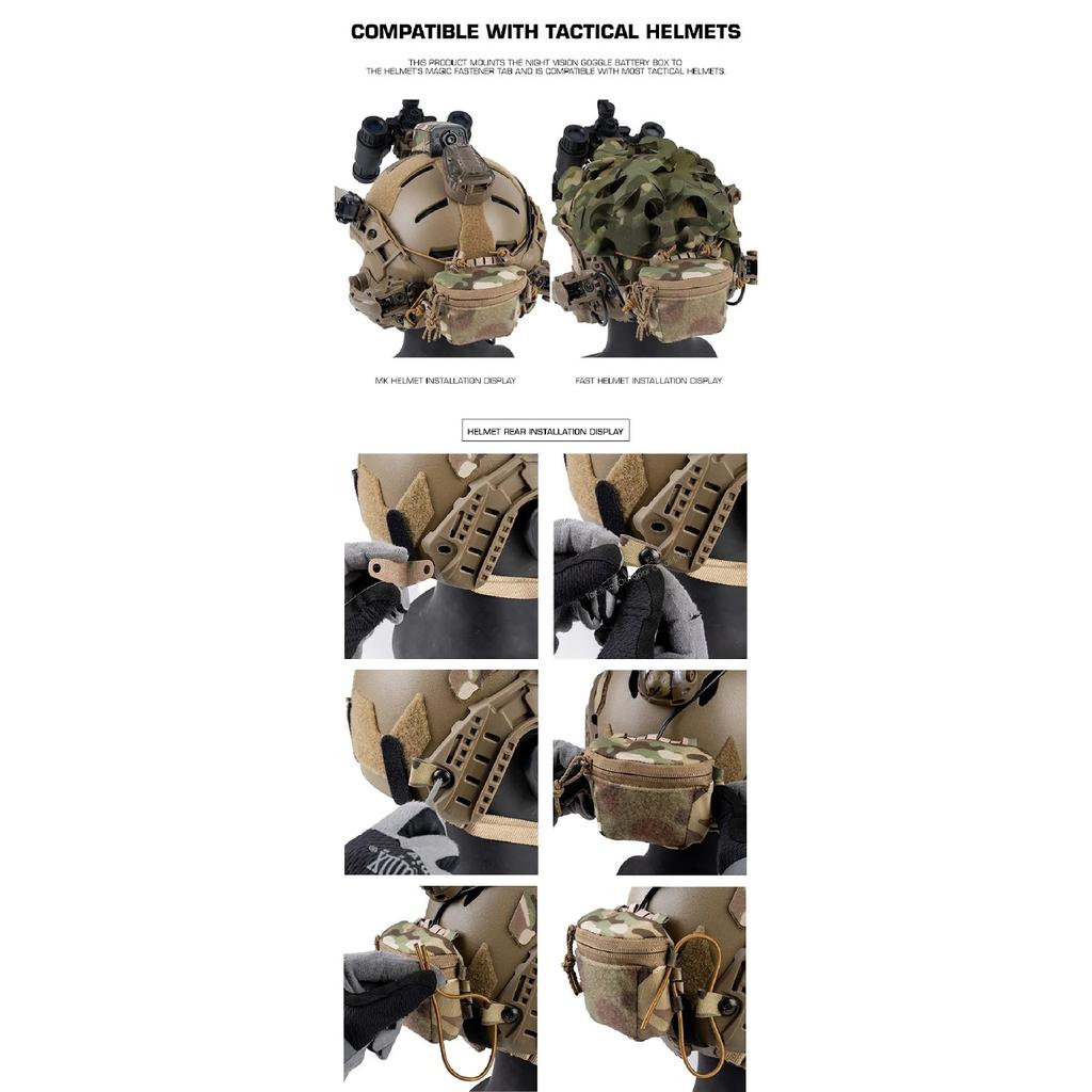 Tactical Helmet Rear Bag Brain Battery Pouch Hook&Loop NVG Battery Box Storage Pocket Hunting Gear Accessories SC Style