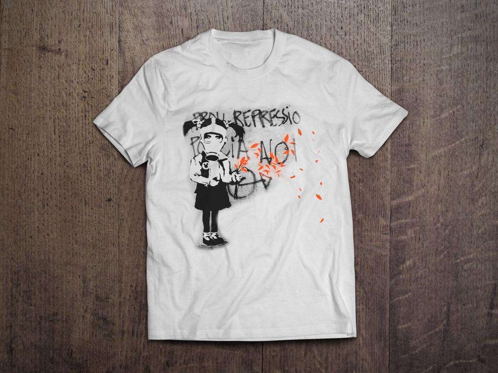 Banksy Street Art Graffiti / Heavyweight Cotton Unisex T Shirt with Print Tee Top