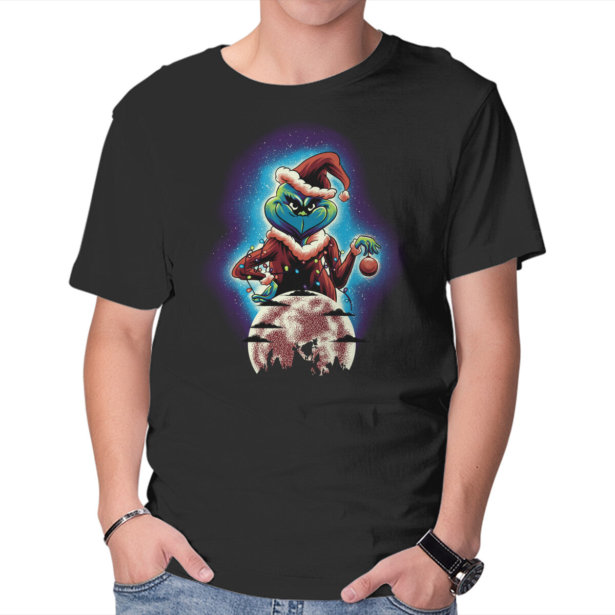 Unisex Crew Neck T-Shirt The Christmas Thief Graphic Short Sleeve Casual Tee XXXXL