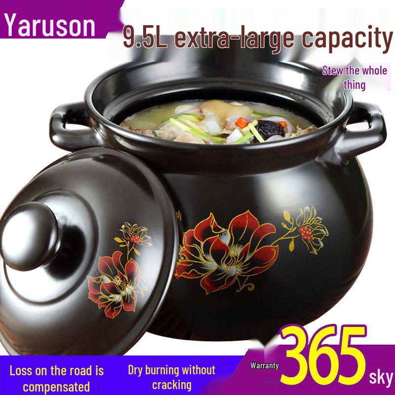High-Temperature Resistant Large Capacity Ceramic Casserole and Soup Pot for Gas Flame