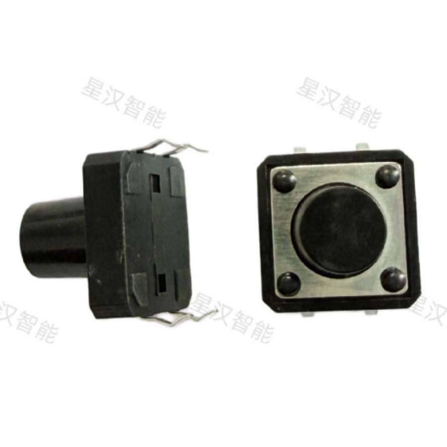 High-Temp Resistant 12x12x10.5mm SMD Tactile Reset Switch, Four-Pin Miniature Button