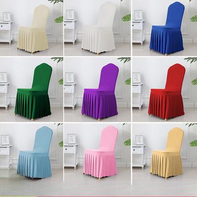 Banquet Chair Cover Thickened Elastic Pleated Skirt Dining Chair Cover Wedding Hotel Party Venue Decoration Simple and Versatile