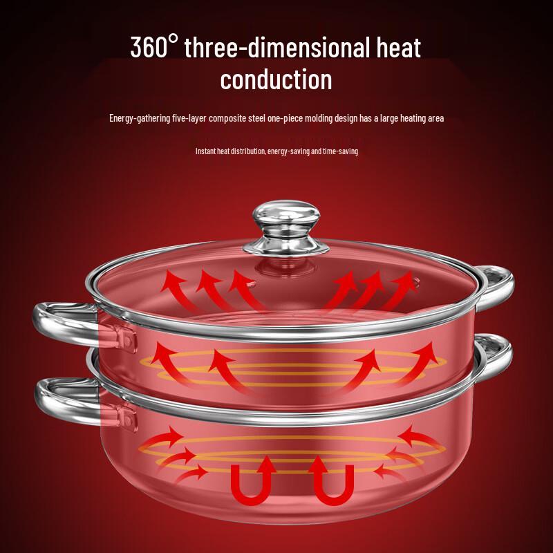 Zhuchuang Jingpin 32cm Luxury 3-Layer Stainless Steel Steamer and Soup Pot