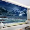 3D Ozeanwellen Fototapete Blitze Dunkle Wolken Landschaft Wandbild Kreatives Wohnzimmer Schlafzimmer Dekor Zuhause