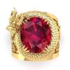 Luxury Gold Color Dragon Pattern Men Rings Inlaid Big Oval Red Stone Noble Wedding Party Finger Rings Male Trendy Jewelry
